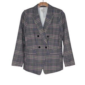 NWT Loft Outfit Plaid Double Breasted Blazer size 6